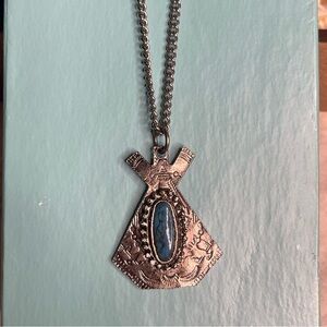 Vintage DACO Southwestern Style Teepee Pendant Necklace with Turquoise Stone